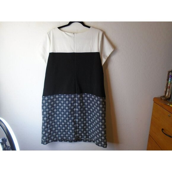 Ellen Tracy Women Dress Sz 16W Career ColorBlock with Gold Zipper Detail So Cute - Picture 5 of 8
